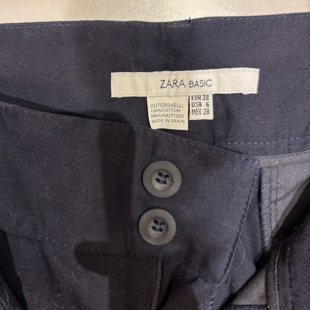 Zara Basic Navy Buttoned Pants - Picture 5 of 5